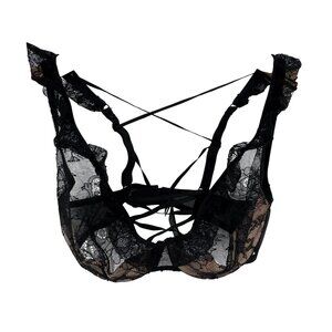 Chantal Thomass Lace Floral Bra 34D EUR 75 D Ruffle Lace Up Balconette Underwire